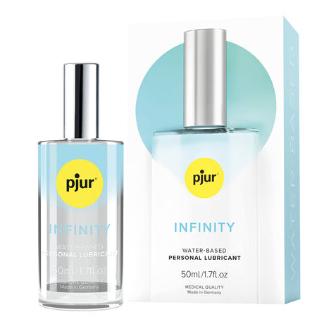 Pjur Infinity Water Based Personal Lubricant 1.7 Oz bottle with packaging, showcasing premium intimate care.