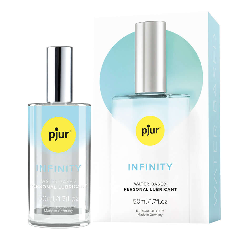 Pjur Infinity Water Based Personal Lubricant 1.7 Oz bottle with packaging, showcasing premium intimate care.