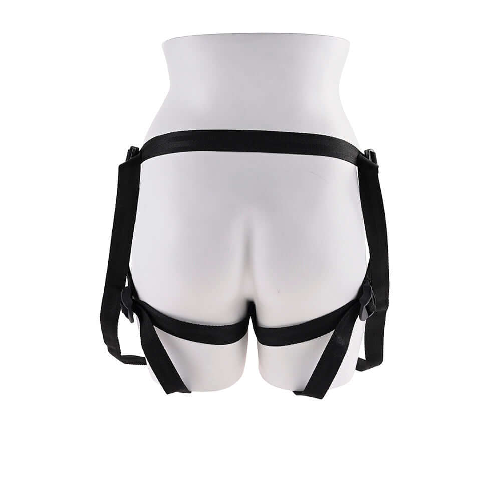 Saffron Silicone Pegging Kit with Strap-On Harness & 5 inches Dildo adjustable harness on mannequin's back