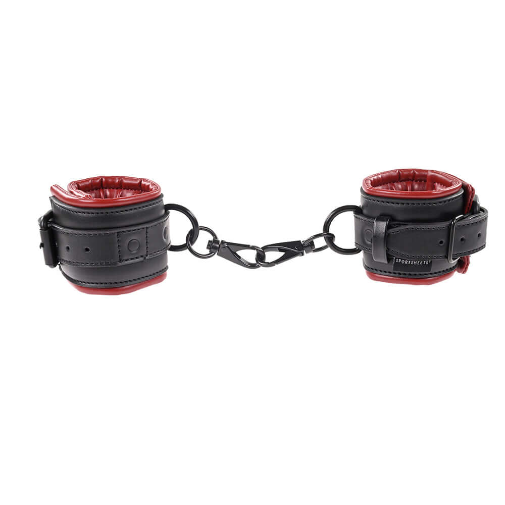 Sportsheets Saffron Adjustable Neck & Wrist Restraints showcasing a bold design for bondage play.