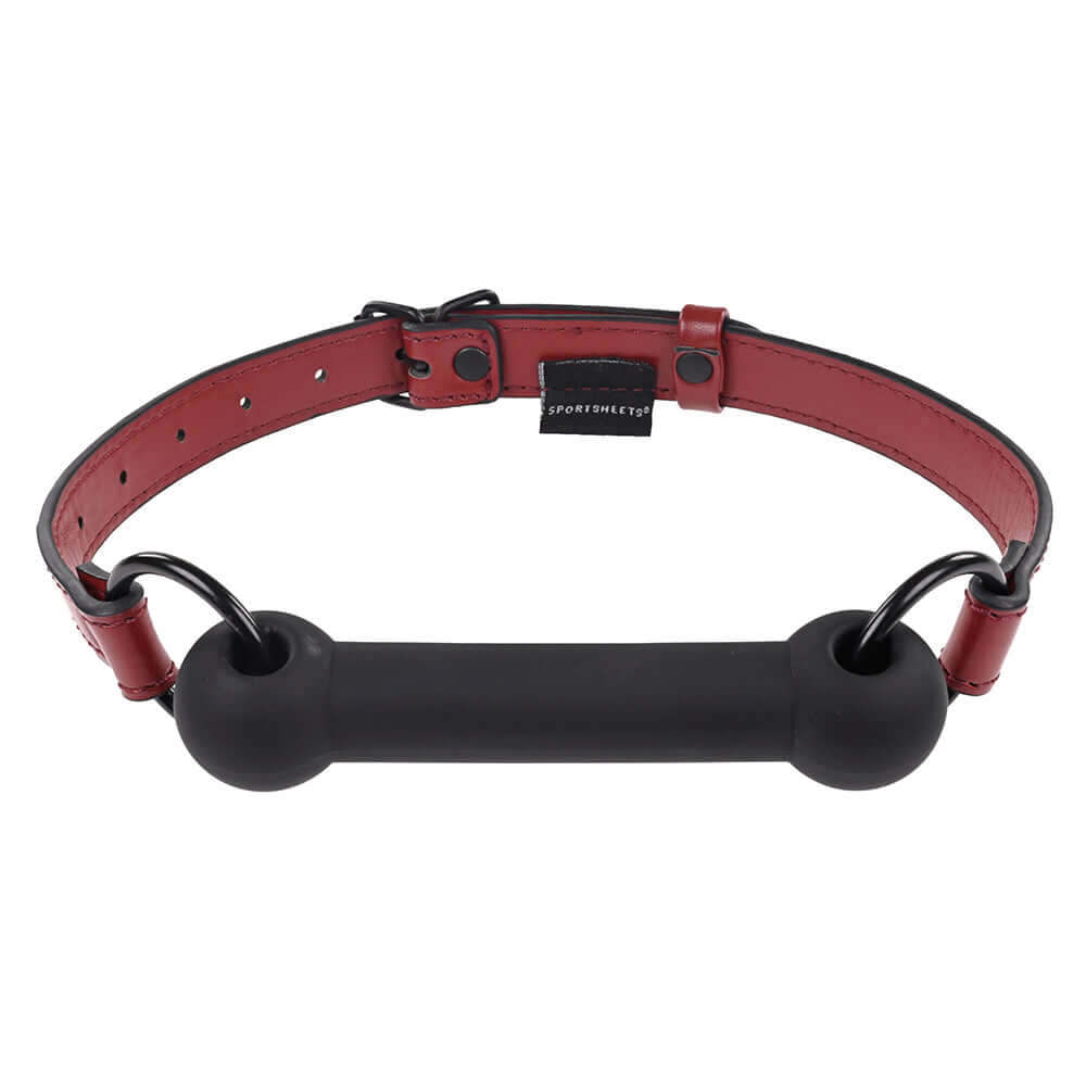 Sportsheets Saffron Silicone Bit Gag with Adjustable Buckle features a silicone mouthpiece and adjustable strap.