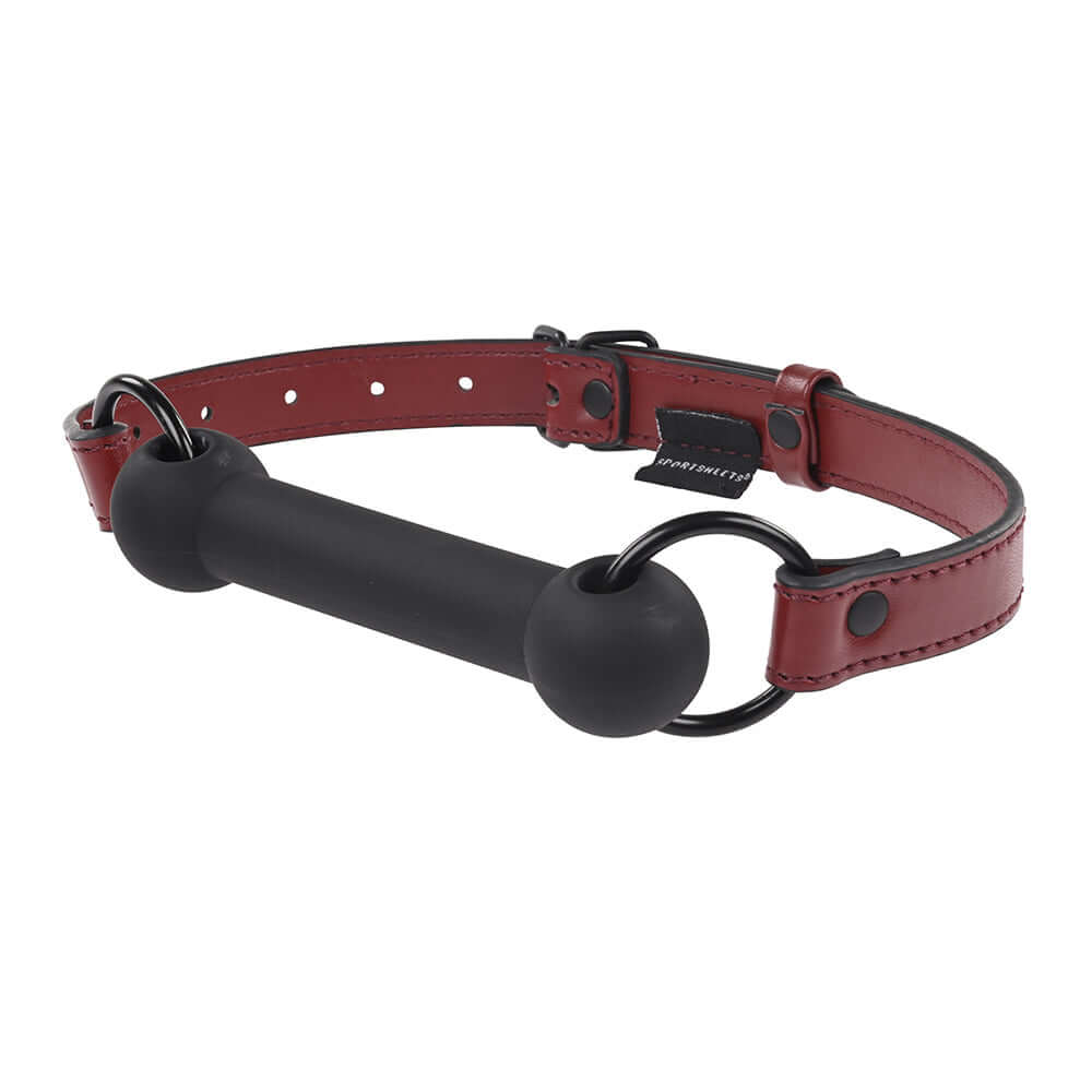 Sportsheets Saffron Silicone Bit Gag with Adjustable Buckle featuring a sleek design and durable materials.