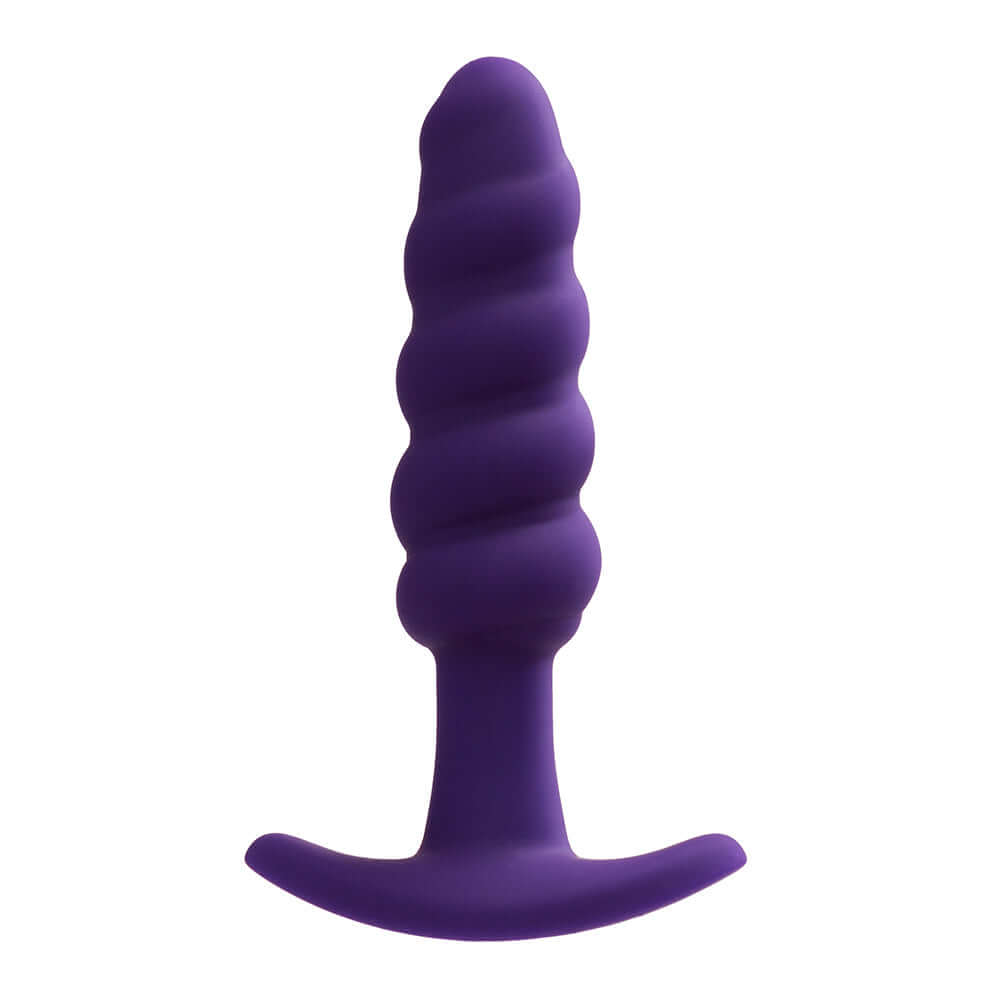 VeDO Twist Rechargeable Silicone Vibrating Anal Plug Purple with swirling, beaded design for enhanced pleasure.