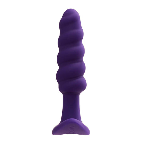 VeDO Twist Rechargeable Silicone Vibrating Anal Plug Purple displayed, showcasing its beaded design and smooth silicone material.