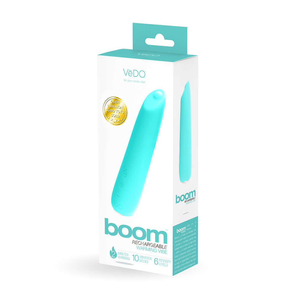 VeDO Boom Rechargeable Warming Silicone Slimline Vibrator Turquoise