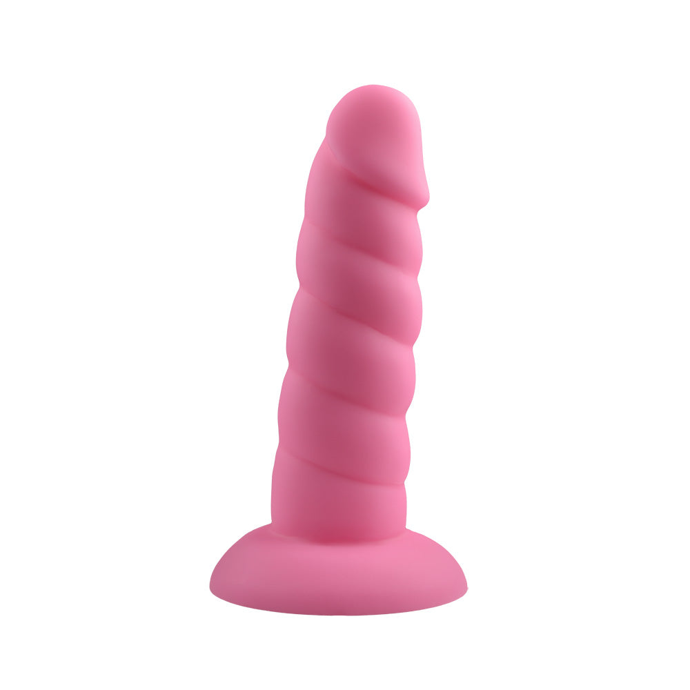 Rock Candy Suga Daddy 5.5 Inch Silicone Dildo Pink in a vibrant pink color with a twisted shaft.