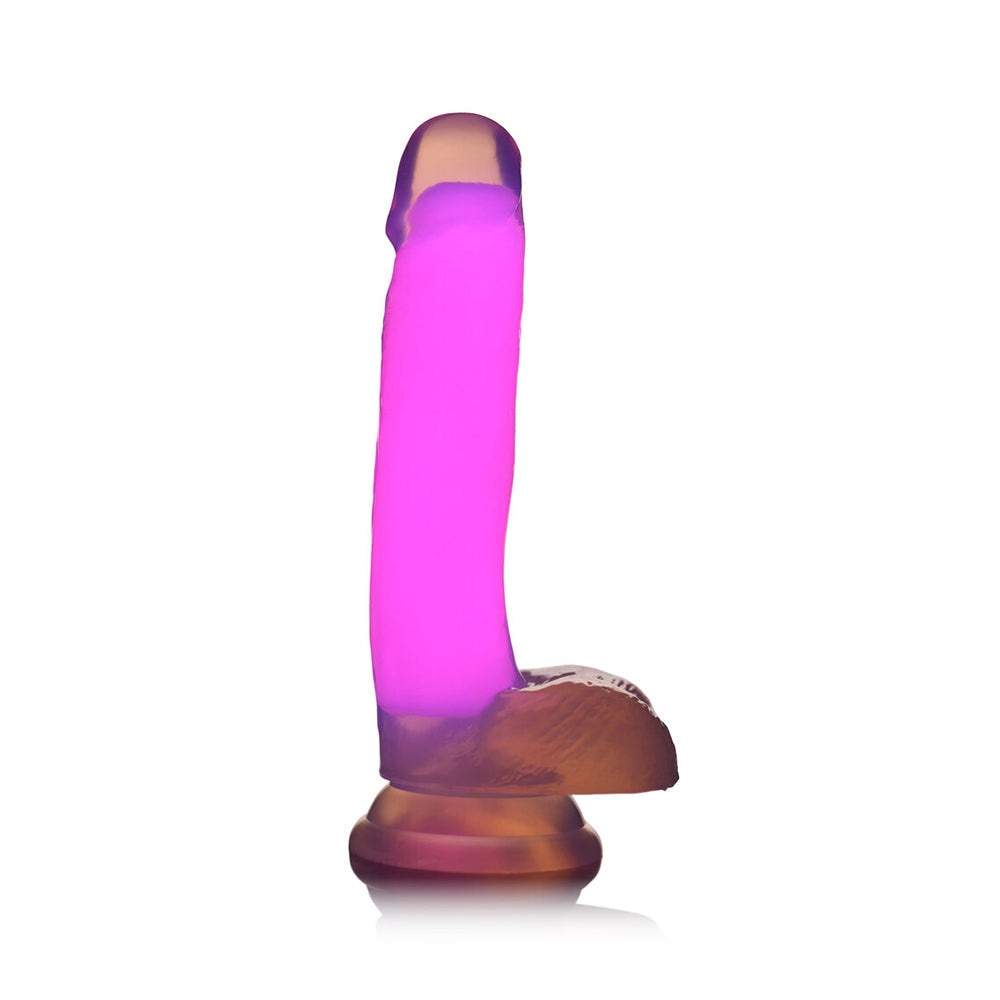 Lollicock Glow-in-the-Dark 7 inches Silicone Dildo with Balls Pink