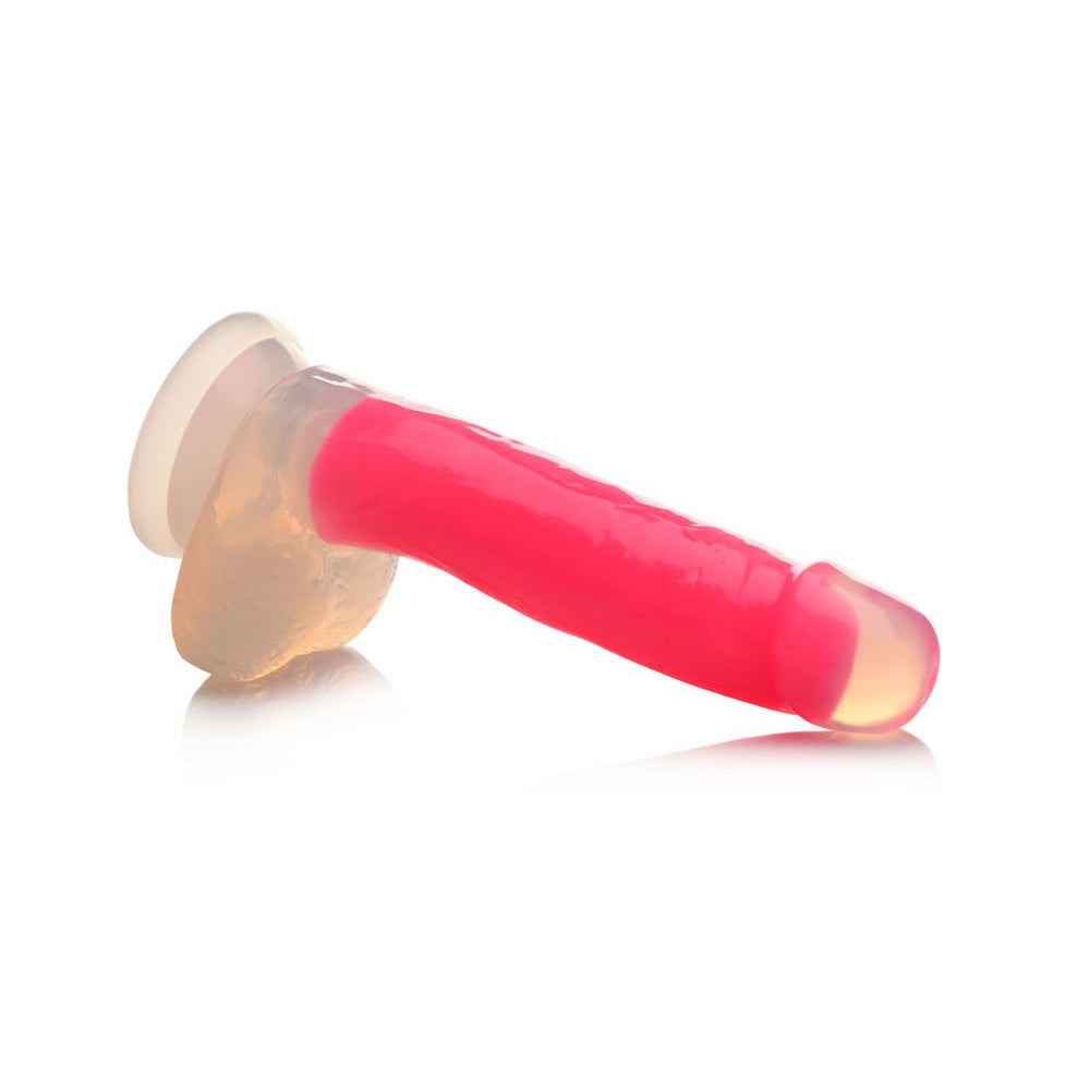 Lollicock Glow-in-the-Dark 7 inches Silicone Dildo with Balls Pink