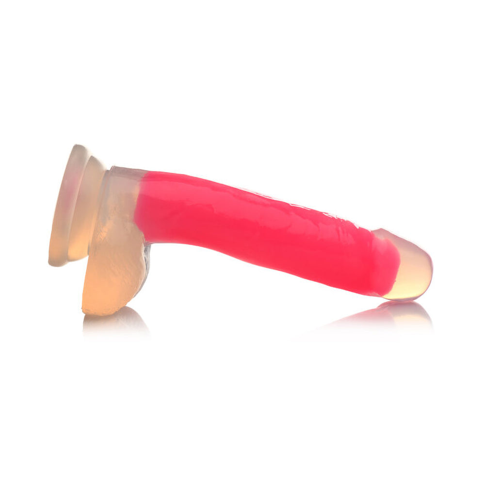 Lollicock Glow-in-the-Dark 7 inches Silicone Dildo with Balls Pink