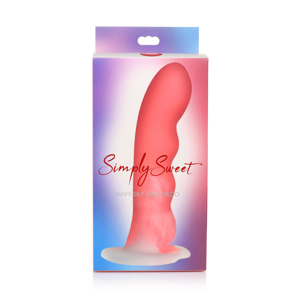 Simply Sweet Wavy 8 inch Silicone Dildo Pink/White