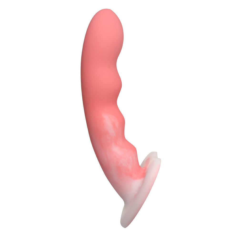 Simply Sweet Wavy 8 inch Silicone Dildo Pink/White