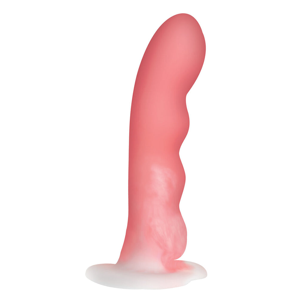 Simply Sweet Wavy 8 inch Silicone Dildo Pink/White