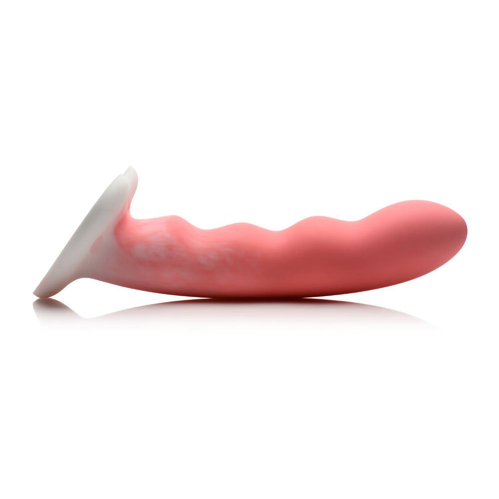 Simply Sweet Wavy 8 inch Silicone Dildo Pink/White
