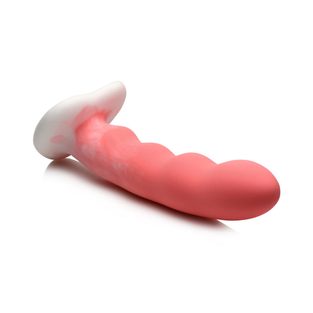 Simply Sweet Wavy 8 inch Silicone Dildo Pink/White
