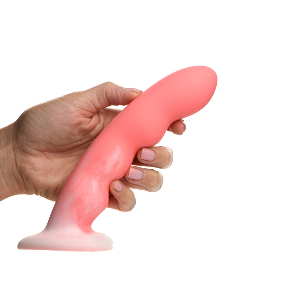 Simply Sweet Wavy 8 inch Silicone Dildo Pink/White