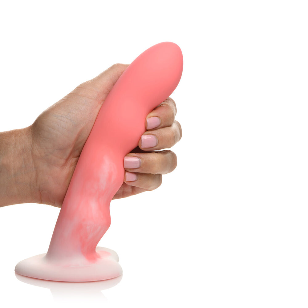 Simply Sweet Wavy 8 inch Silicone Dildo Pink/White