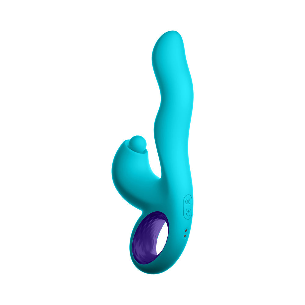 FemmeFunn Klio Rechargeable Silicone Triple Action Thumping Rabbit Vibrator Turquoise