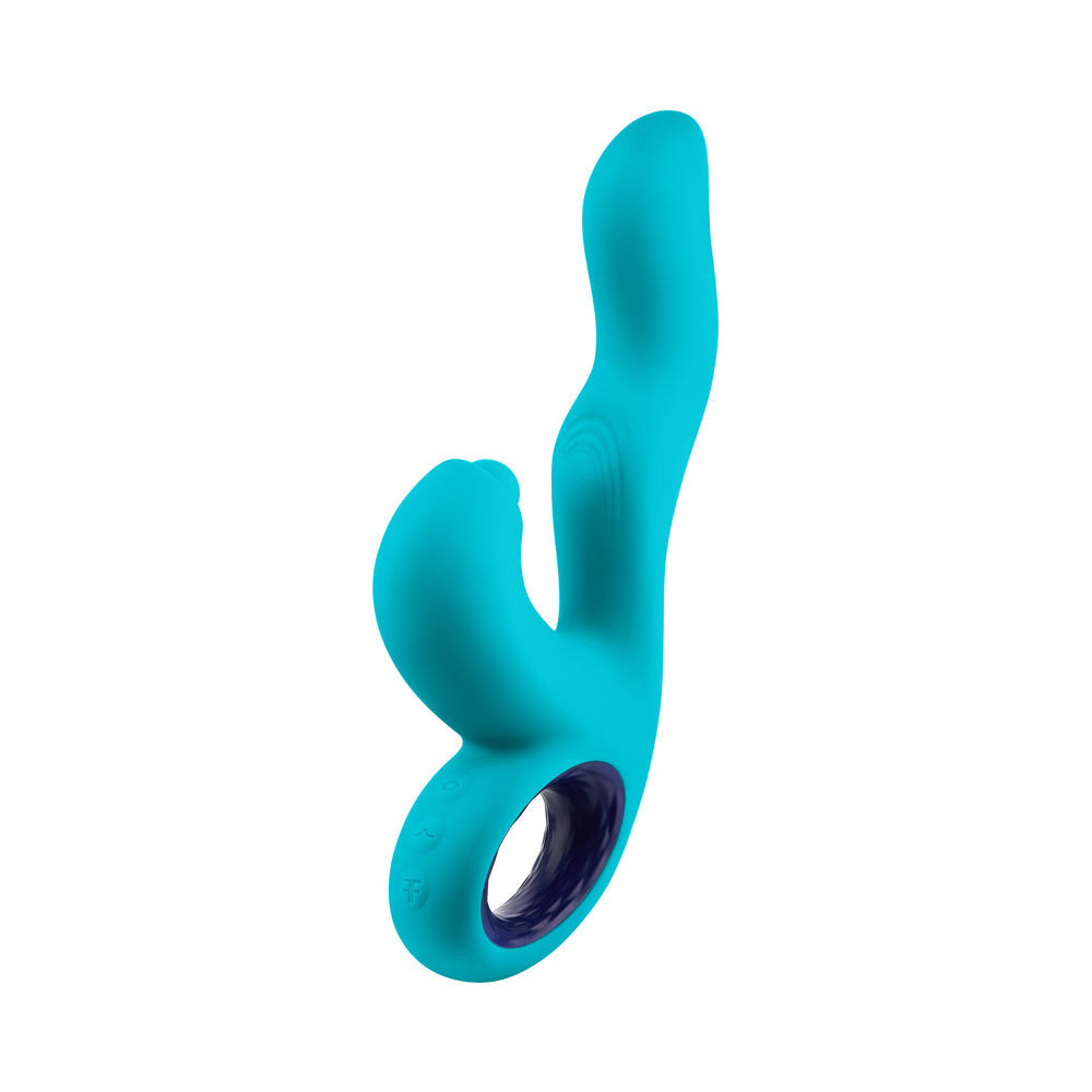 FemmeFunn Klio Rechargeable Silicone Triple Action Thumping Rabbit Vibrator Turquoise