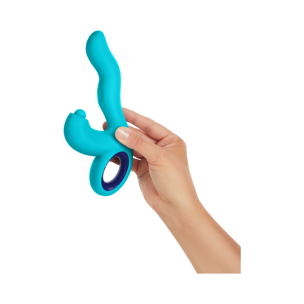 FemmeFunn Klio Rechargeable Silicone Triple Action Thumping Rabbit Vibrator Turquoise