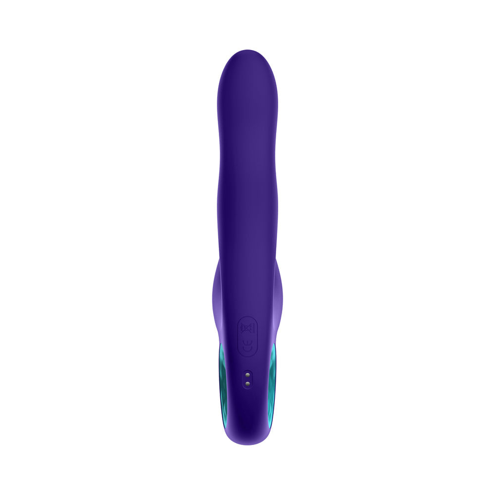 FemmeFunn Klio Triple Action Thumping Rabbit Vibrator Purple top view showcasing its design and features.