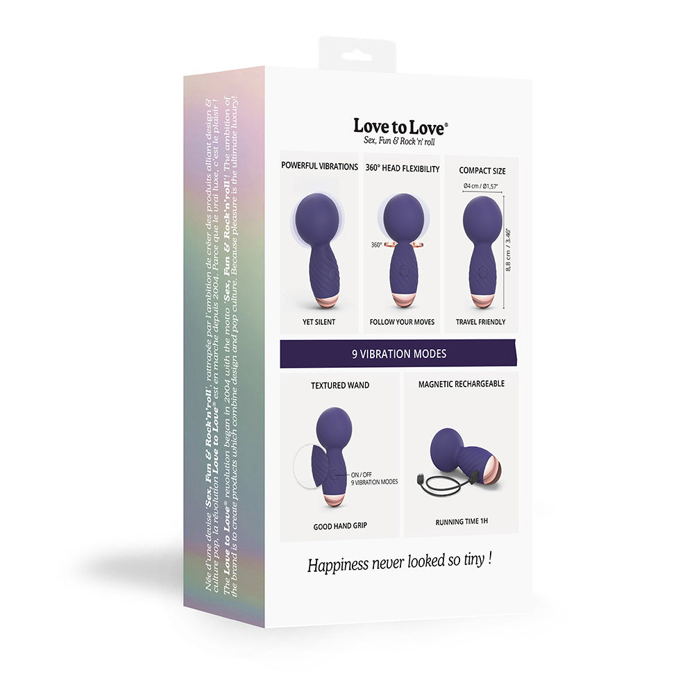 Love to Love Itsy Bitsy Rechargeable Silicone Mini Wand Vibrator Midnight Indigo