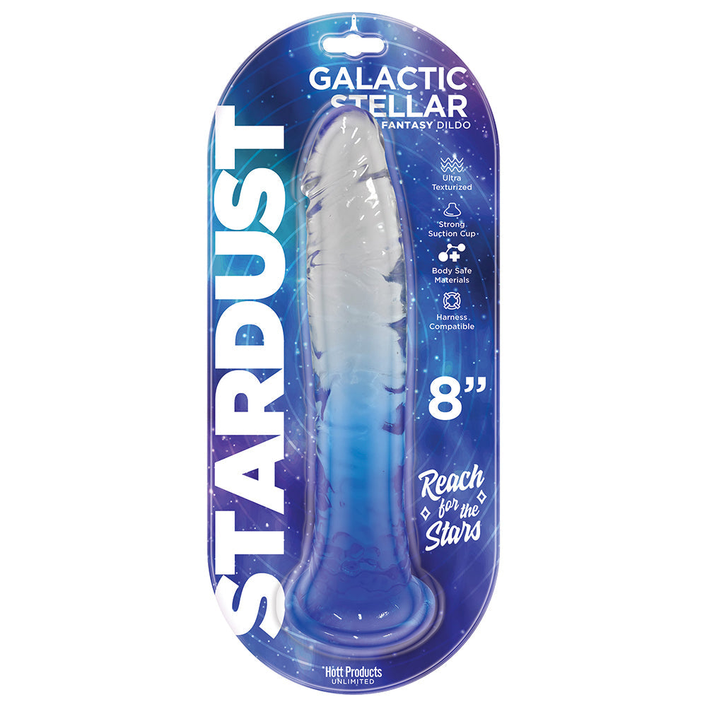 Stardust Galactic Stellar Textured 8 inches Jelly Fantasy Dildo Crystal Blue