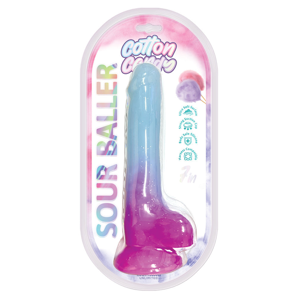Cotton Candy Sour Baller 7 inches Silicone Dildo Aqua/Purple