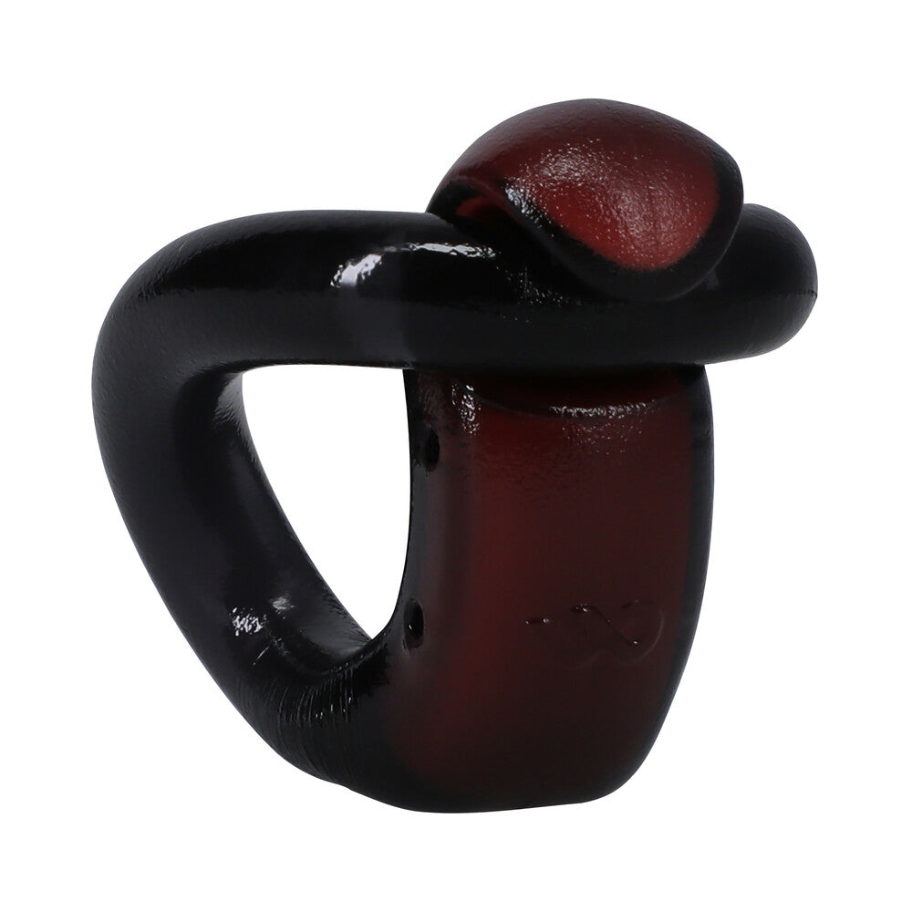 FIRMTECH Performance C-Ring designed for enhanced stamina, comfort, and pleasure in sleek black and red design.
