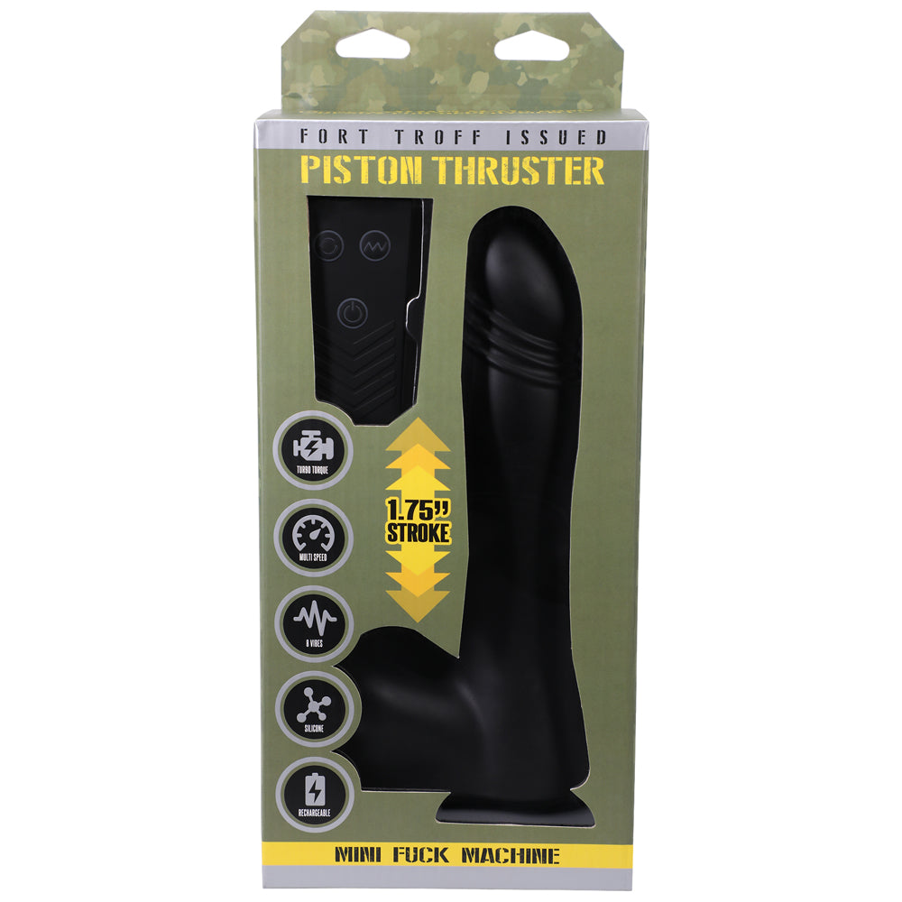 Fort Troff Piston Thruster Mini Fuck Machine Rechargeable Remote-Controlled Silicone 8.5 inches Thrusting Dildo Black