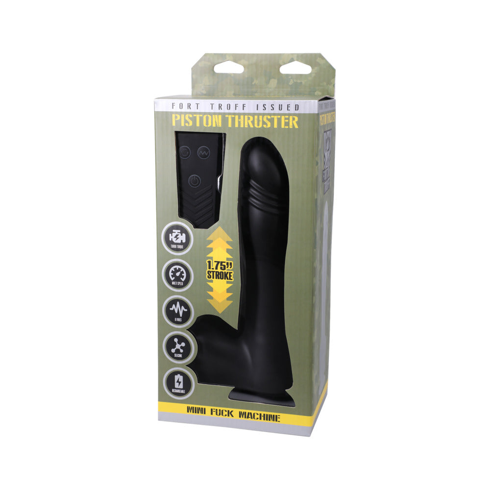 Fort Troff Piston Thruster Mini Fuck Machine Rechargeable Remote-Controlled Silicone 8.5 inches Thrusting Dildo Black