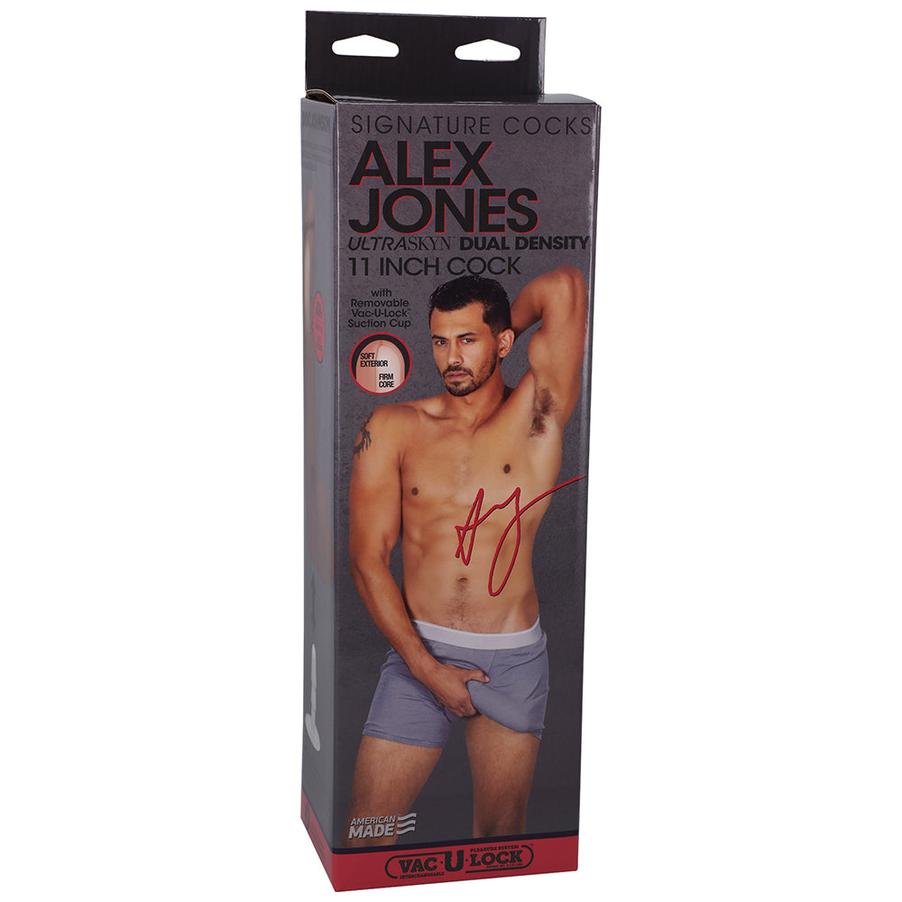 Signature Cocks Alex Jones ULTRASKYN 11 inches Dual Density Dildo with Removable Vac-U-Lock Suction Cup Tan