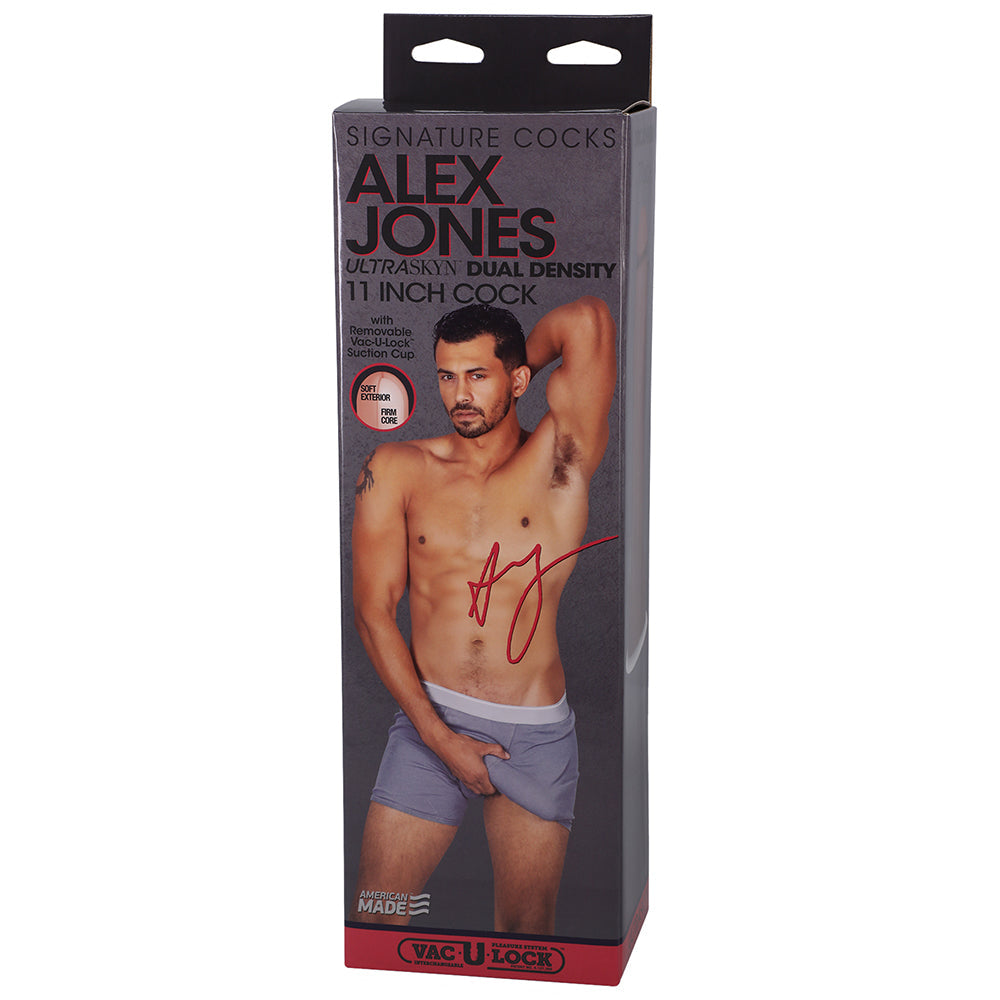 Signature Cocks Alex Jones ULTRASKYN 11 inches Dual Density Dildo with Removable Vac-U-Lock Suction Cup Tan