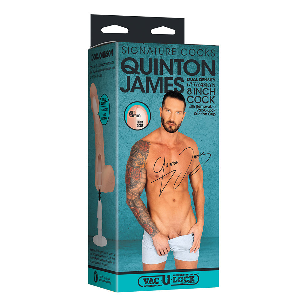 Signature Cocks Quinton James 8 inches Dual-Density Dildo with Vac-U-Lock Suction Cup Beige