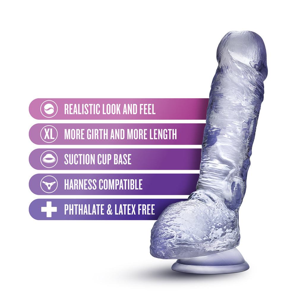 B Yours Plus Hearty n' Hefty 9 inches Dildo with Balls Clear