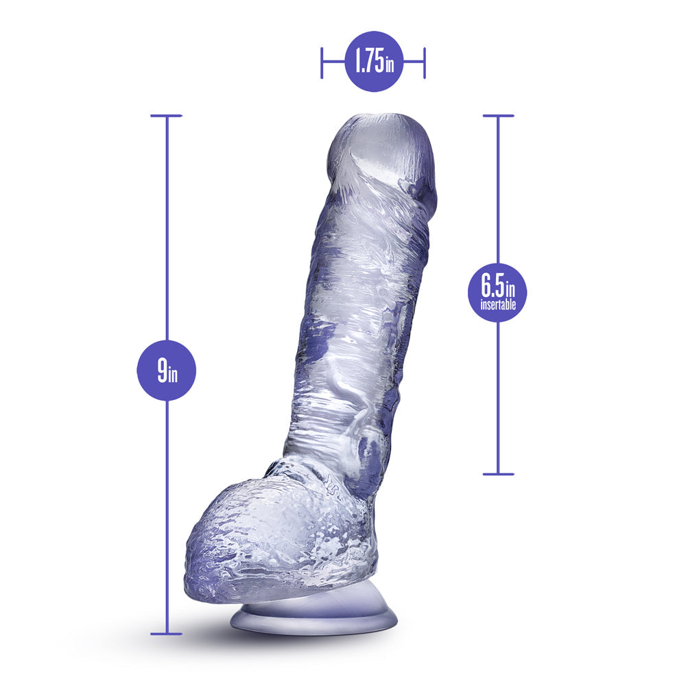 B Yours Plus Hearty n' Hefty 9 inches Dildo with Balls Clear