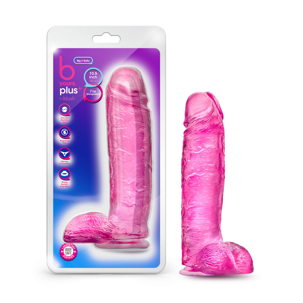B Yours Plus Big n' Bulky 10.5 inches Dildo with Balls Pink