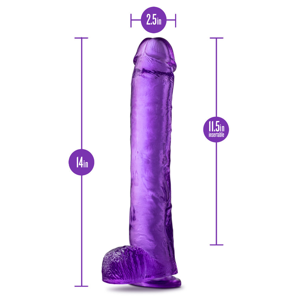 B Yours Plus Hefty n' Hung 14 inches Dildo with Balls Purple