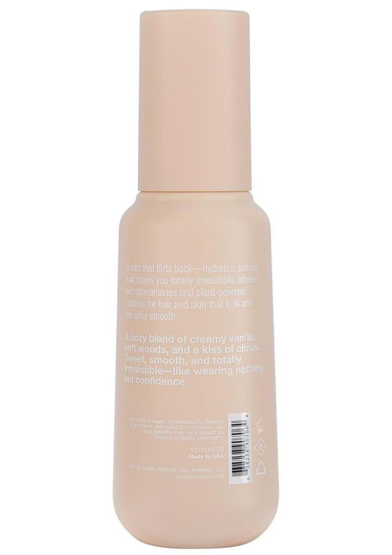 Simply Sexy Pheromone Hair & Body Mist Naked Vanilla 3.35 Oz bottle with a creamy vanilla scent and skin smoothing effect.