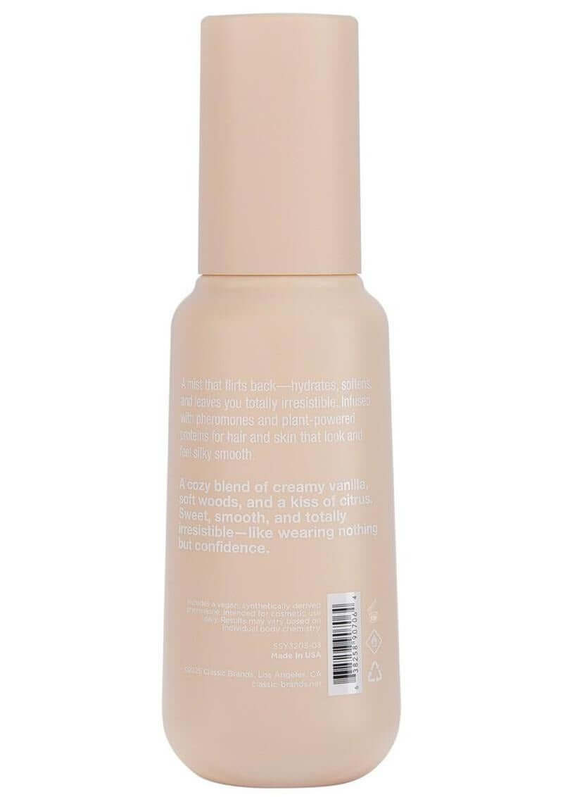 Simply Sexy Pheromone Hair & Body Mist Naked Vanilla 3.35 Oz bottle with a creamy vanilla scent and skin smoothing effect.