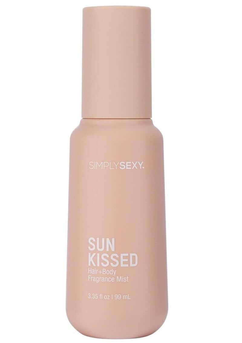 Simply Sexy Pheromone Hair & Body Mist Sun Kissed 3.35 Oz scent bottle on white background.
