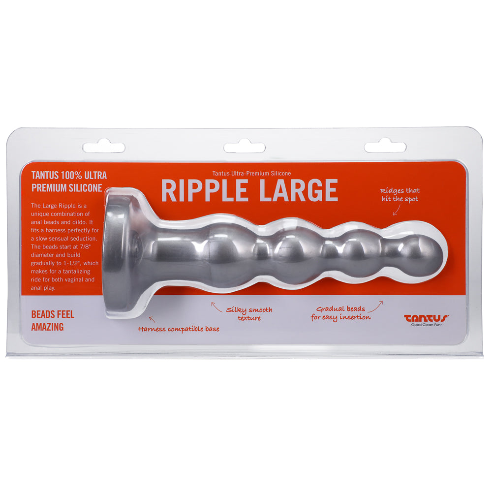 Tantus Ripple Large 8 inches Anal Beads Dildo Medium-Firm Silver