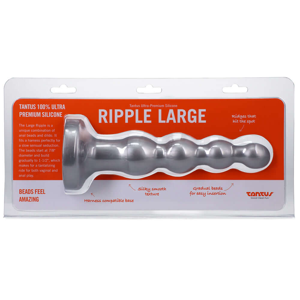 Tantus Ripple Large 8 inches Anal Beads Dildo Medium-Firm Silver