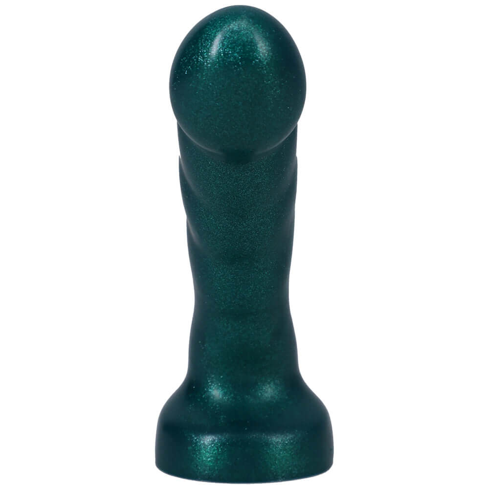Tantus Acute 5.5 inches Curved Dildo Medium Firm Emerald, featuring a textured ridge design for targeted pleasure.