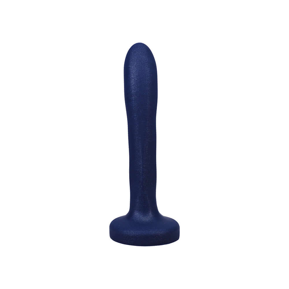 Tantus Charmer 8 Inch G-spot Dildo Sapphire with ridges and a firm silicone design for targeted pleasure.