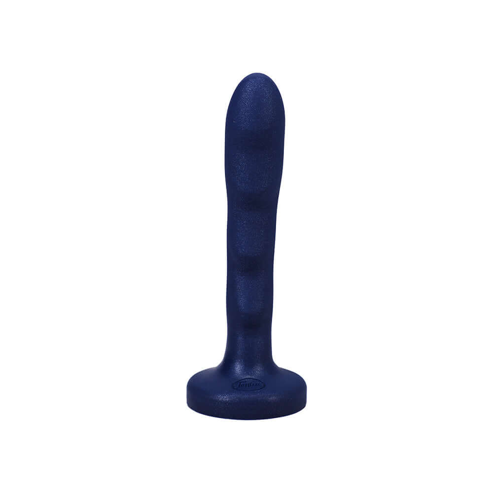 Tantus Charmer 8 Inch G-spot Dildo Sapphire designed for targeted G-spot stimulation with ridged texture.