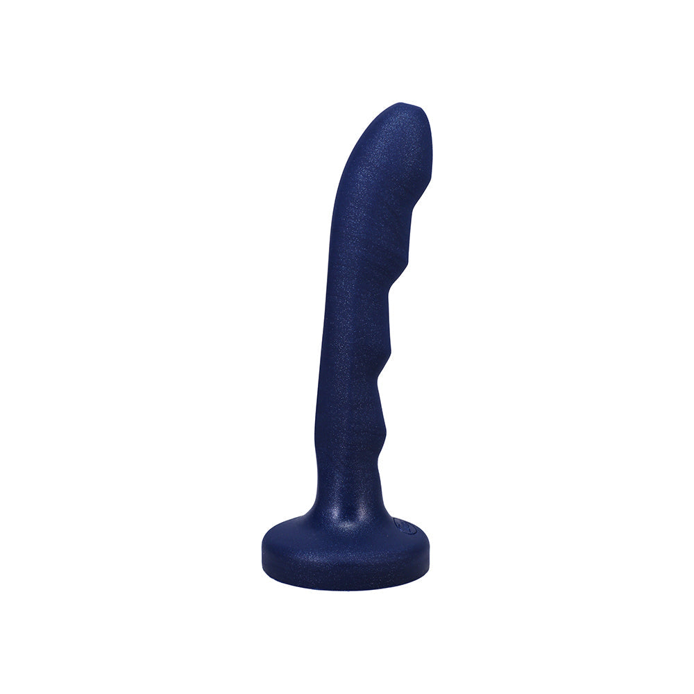 Tantus Charmer 8 Inch G-spot Dildo Sapphire with ridges for G-spot stimulation, crafted from 100% health-grade silicone.