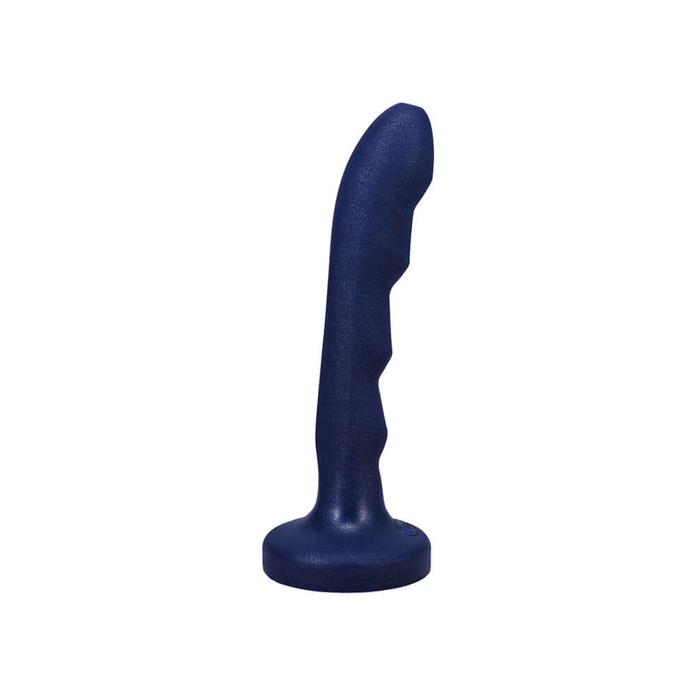 Tantus Charmer 8 Inch G-spot Dildo Sapphire with ridges for G-spot stimulation, crafted from 100% health-grade silicone.