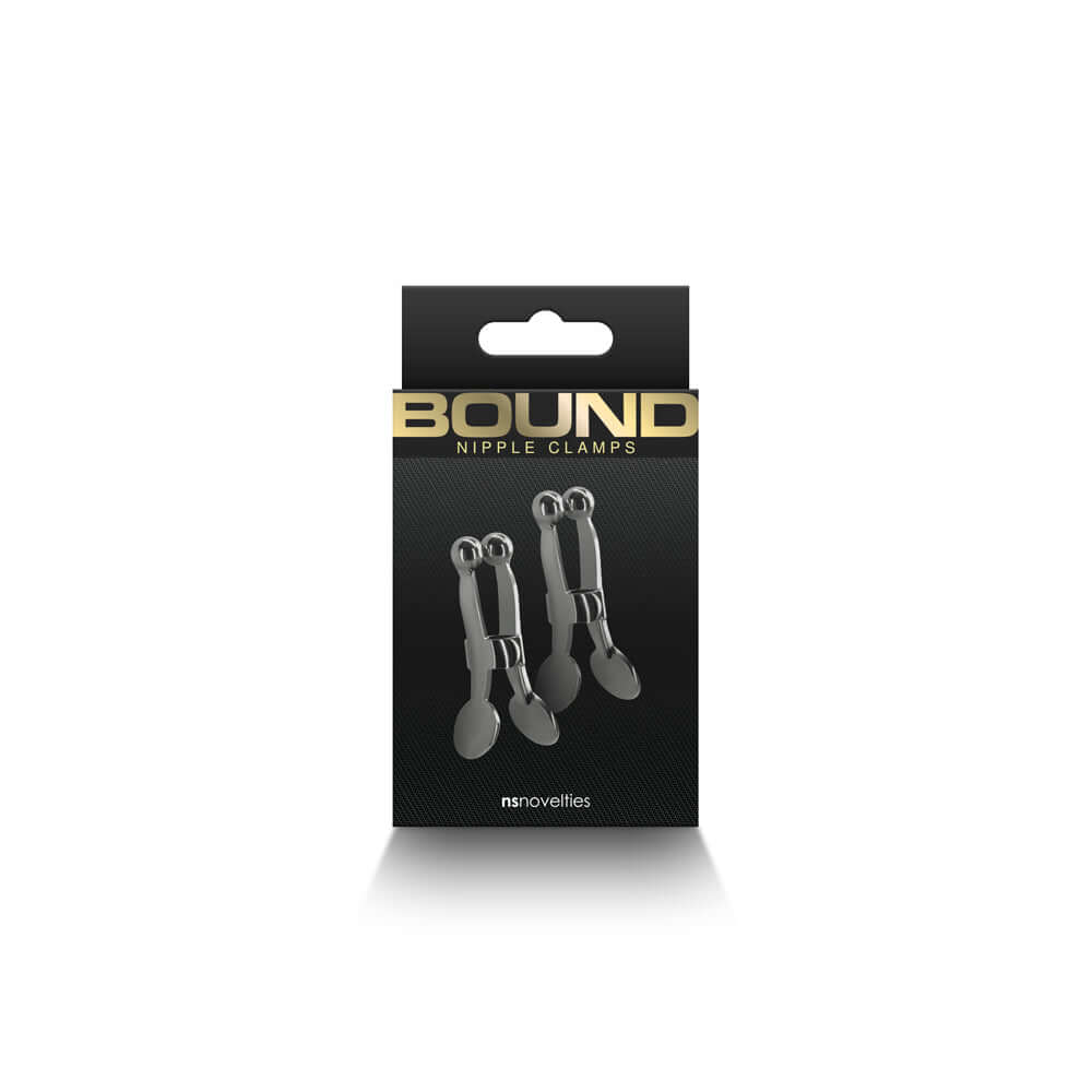Bound Nipple Clamps C1 Gunmetal packaging with sleek design and modern gunmetal finish.