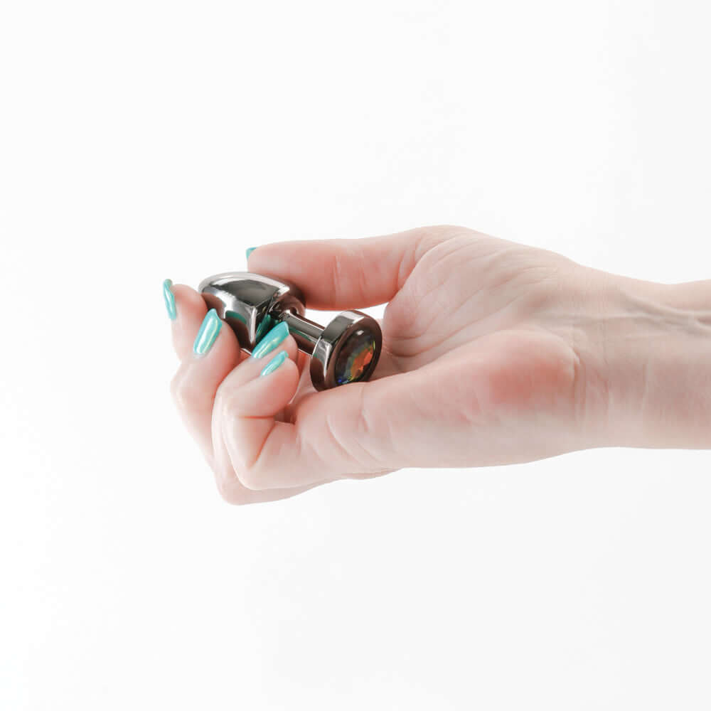 Rear Assets Petite Metal Anal Plug Gunmetal/Rainbow