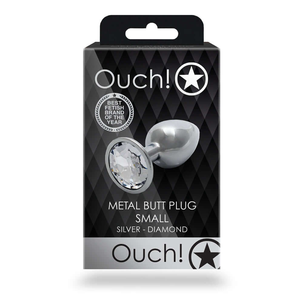 Ouch! Round Gem Butt Plug Small Silver/Diamond